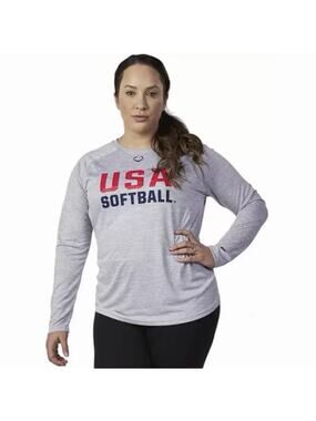 EvoShield Women's Size L - USA Softball Long Sleeve Gray Blue Red NWT SKU 099